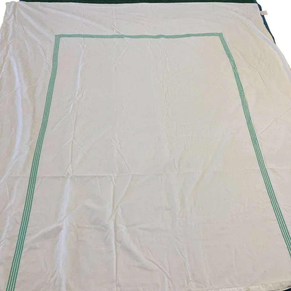 Duvet Cover TWIN XL Set With Button Closure White & Green Polyester 89 X 81